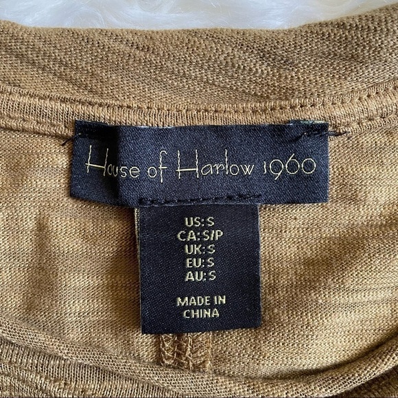 House of Harlow 1960 Shirt Ruched Long Sleeve Tee Bronze Olive S - Picture 7 of 10